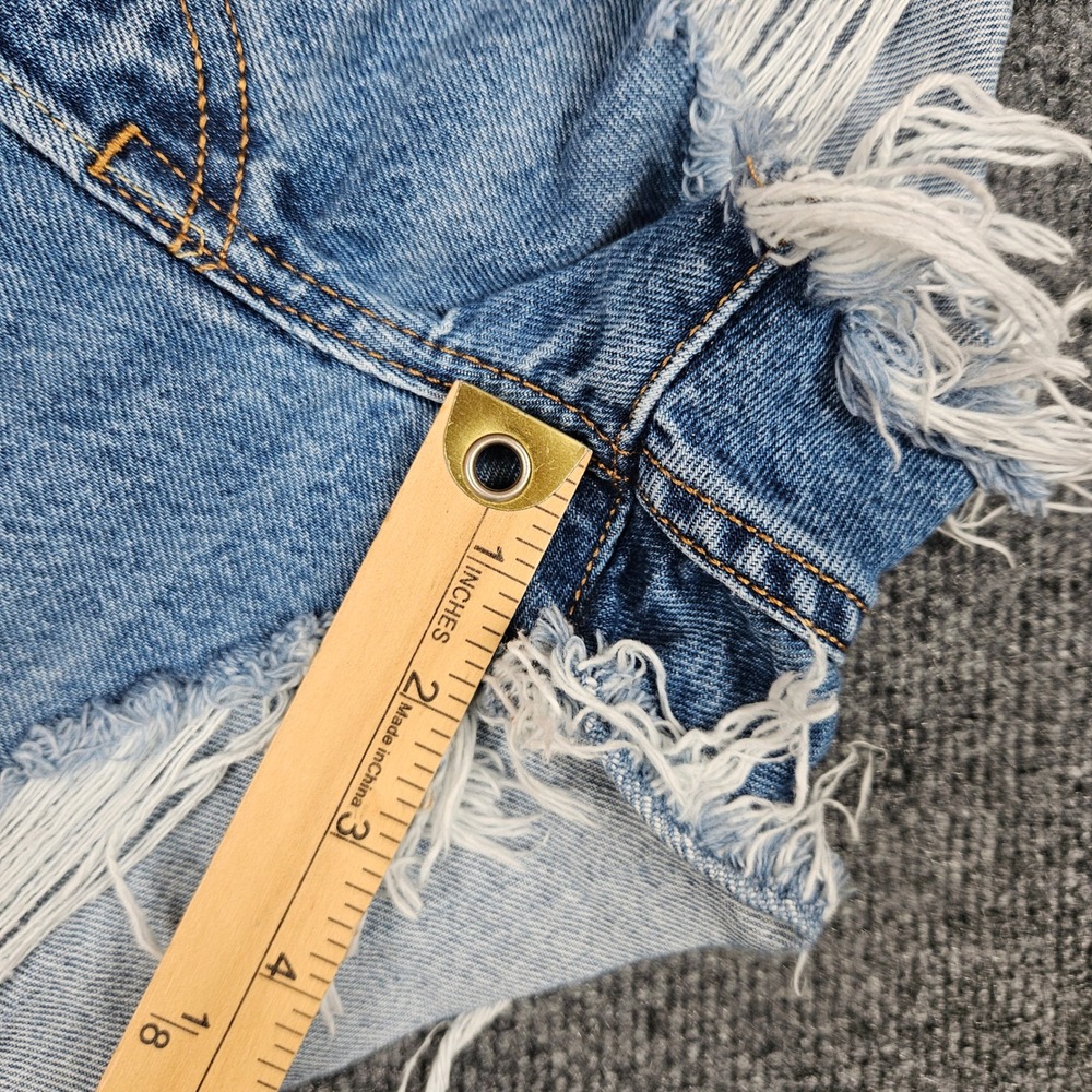 Levis 501 Original Cut Off Denim Shorts Women 33 Distressed Button Fly High Rise - Picture 7 of 10